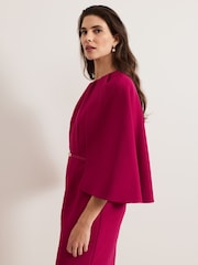 Phase Eight Pink Veronica Cape Belted Midi Dress - Image 5 of 5