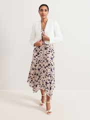 Phase Eight White Petite Olivia Textured Short 100% Cotton Jacket - Image 3 of 5