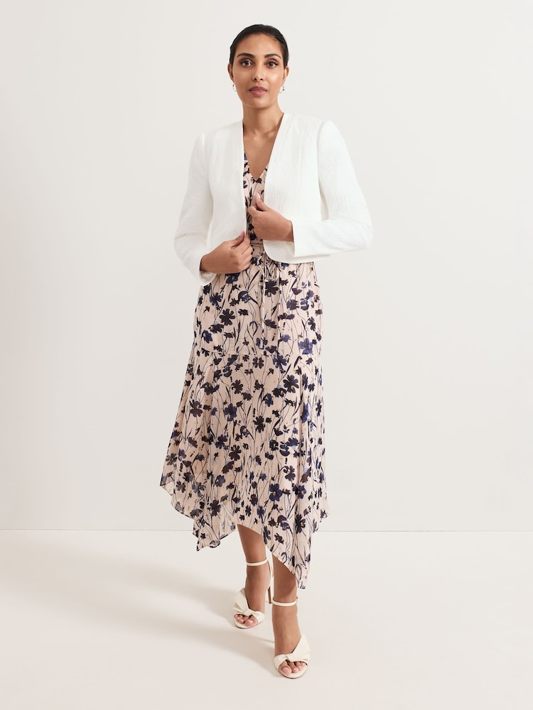 Phase Eight White Petite Olivia Textured Short 100% Cotton Jacket - Image 3 of 5