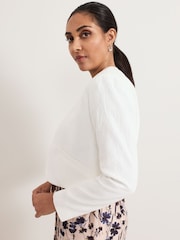 Phase Eight White Petite Olivia Textured Short 100% Cotton Jacket - Image 4 of 5
