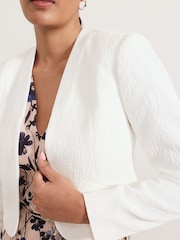 Phase Eight White Petite Olivia Textured Short 100% Cotton Jacket - Image 5 of 5