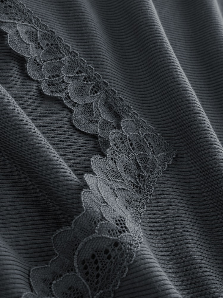 Charcoal Grey ThermoGen Lightweight Lace Trim Thermal Vest - Image 8 of 8