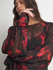 Tie Sleeve Sheer Floaty Blouse - Image 3 of 4