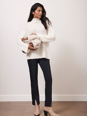 Mint Velvet Blue Slim Cotton Blend Trousers - Image 3 of 7