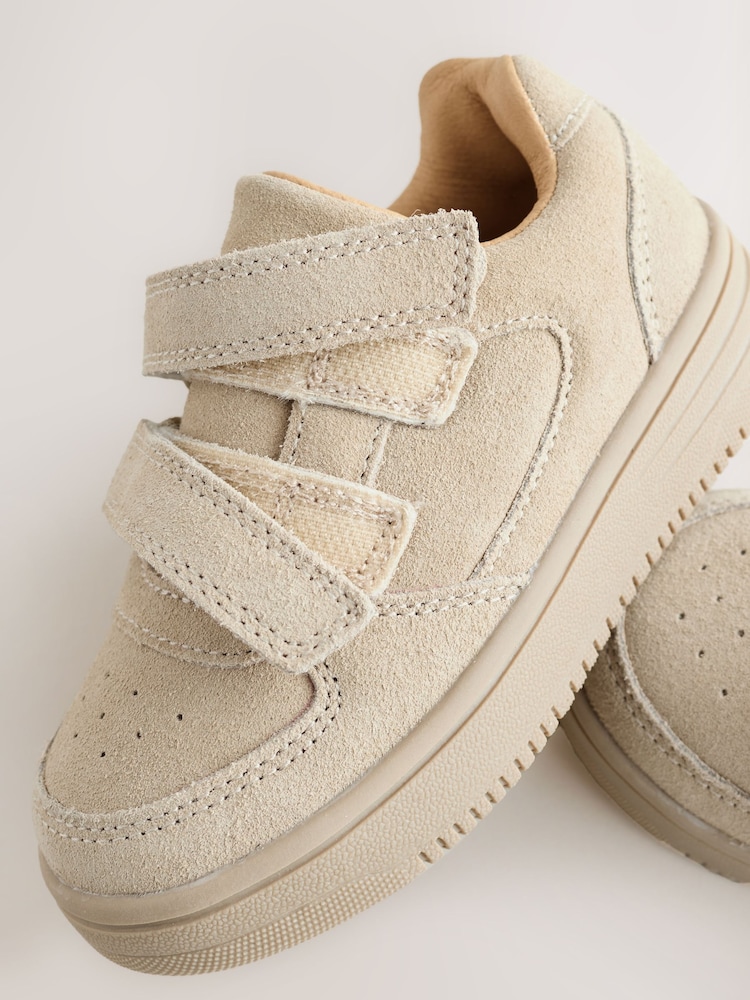 Neutral Stone Suede Touch Fastening Trainers - Image 8 of 8