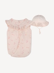 Chloé Baby Natural Floral Print Romper and Hat Set - Image 2 of 8