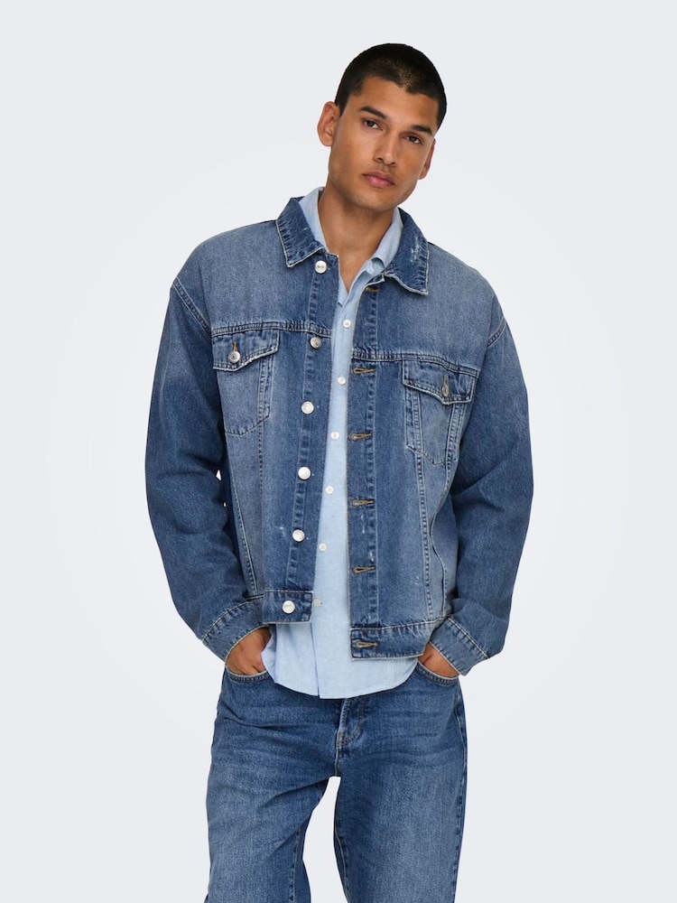 modra - Only & Sons denim 100% bombažna jakna; suknjič - Slika 1 iz 6 modra - Only & Sons denim 100% bombažna jakna; suknjič - Slika 1 iz 6