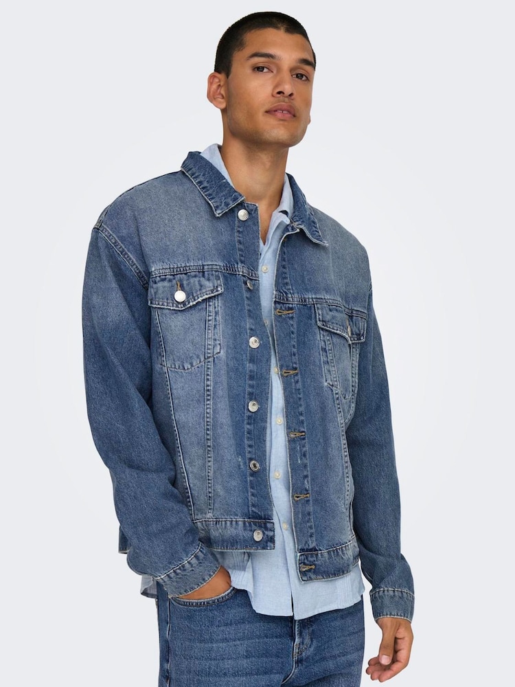modra - Only & Sons denim 100% bombažna jakna; suknjič - Slika 2 iz 6 modra - Only & Sons denim 100% bombažna jakna; suknjič - Slika 2 iz 6