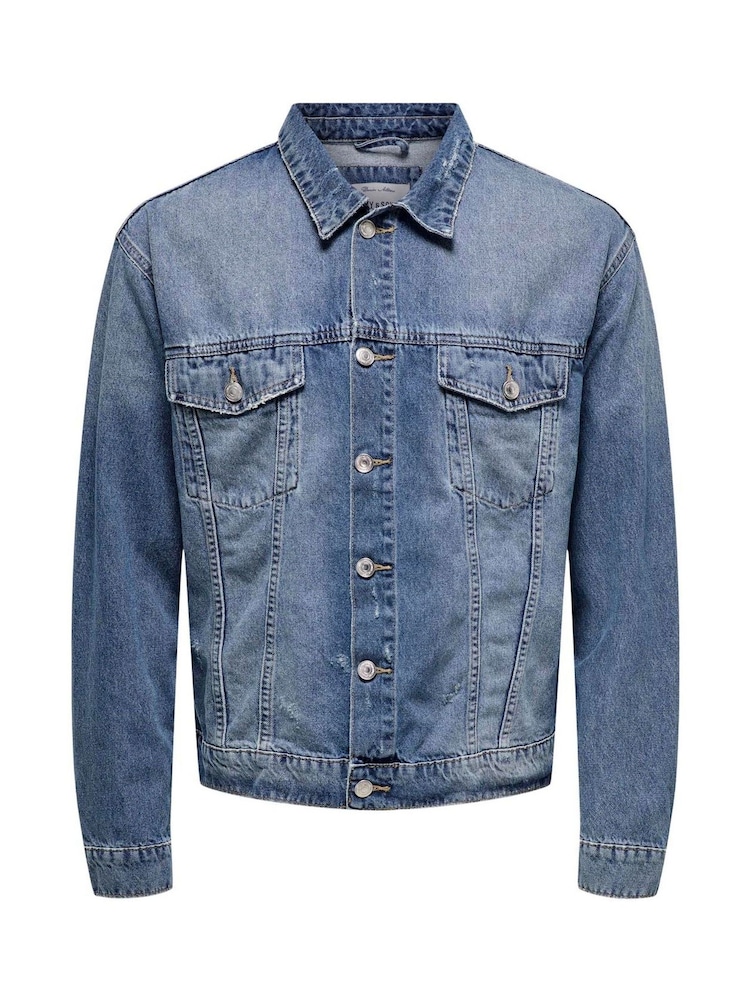 Only & Sons Blue Denim 100% Cotton Jacket - Image 5 of 6