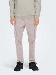 Only & Sons Grey Slim Fit Straight Leg Tech Cargo Trousers - Image 1 of 3