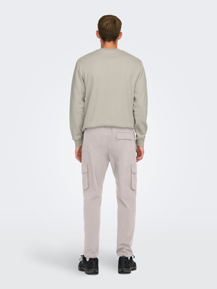 Only & Sons Grey Slim Fit Straight Leg Tech Cargo Trousers - Image 2 of 3