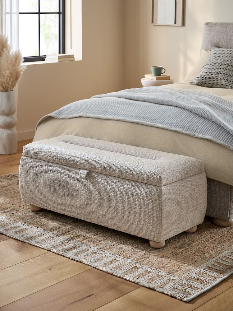 Tweedy Plain Light Natural Blaine Ottoman Storage Bench - Image 1 of 8