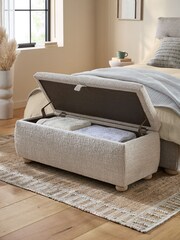 Tweedy Plain Light Natural Blaine Ottoman Storage Bench - Image 3 of 8