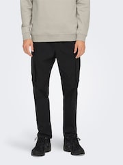 Only & Sons Black Slim Fit Straight Leg Tech Cargo Trousers - Image 2 of 6