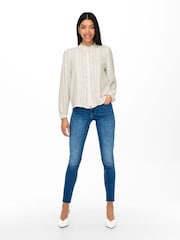 JDY White Lace Detail Long Sleeve Shirt - Image 2 of 8