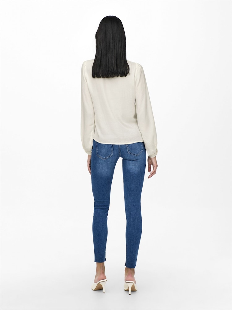 JDY White Lace Detail Long Sleeve Shirt - Image 3 of 8