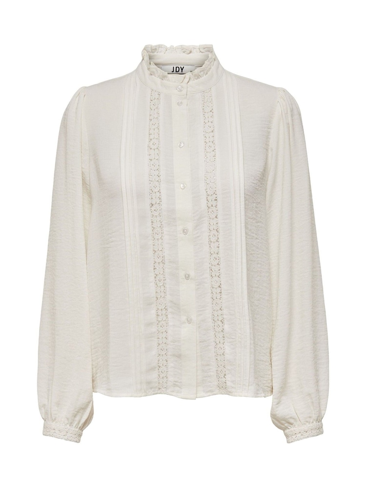 JDY White Lace Detail Long Sleeve Shirt - Image 7 of 8
