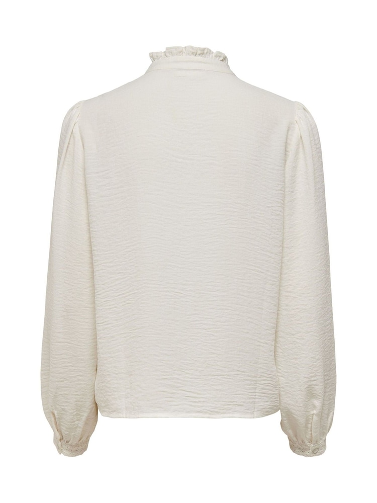 JDY White Lace Detail Long Sleeve Shirt - Image 8 of 8