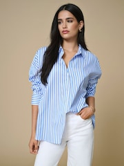 JDY White Long Sleeve Oversized Stripe Shirt - Image 1 of 5