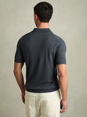 Reiss Blackened Blue Maxwell Merino Wool Half-Zip Polo Shirt - Image 5 of 7