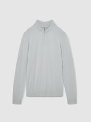 Reiss Iced Blue Blackhall Merino Wool Half-Zip Funnel Neck Jumper - Image 2 of 7