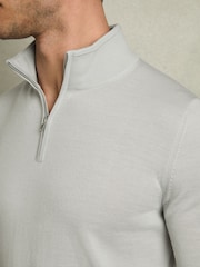 Reiss Iced Blue Blackhall Merino Wool Half-Zip Funnel Neck Jumper - Image 4 of 7