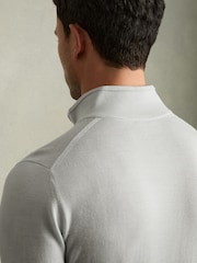 Reiss Iced Blue Blackhall Merino Wool Half-Zip Funnel Neck Jumper - Image 6 of 7
