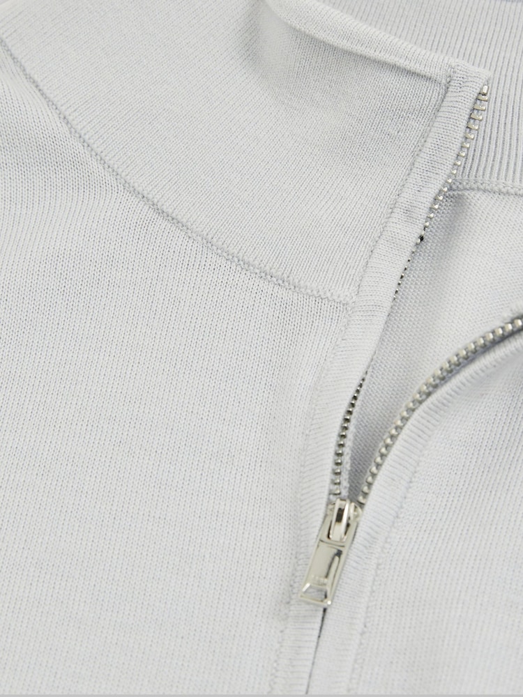 Reiss Iced Blue Blackhall Merino Wool Half-Zip Funnel Neck Jumper - Image 7 of 7