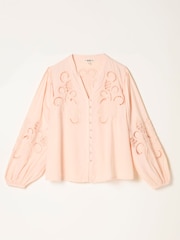 FatFace Eliza Blush Pink Embroidered Blouse - Image 1 of 1