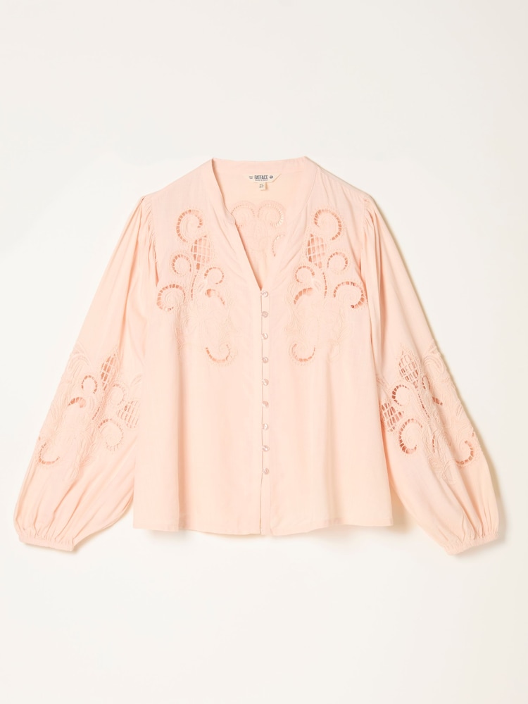 FatFace Eliza Blush Pink Embroidered Blouse - Image 1 of 1