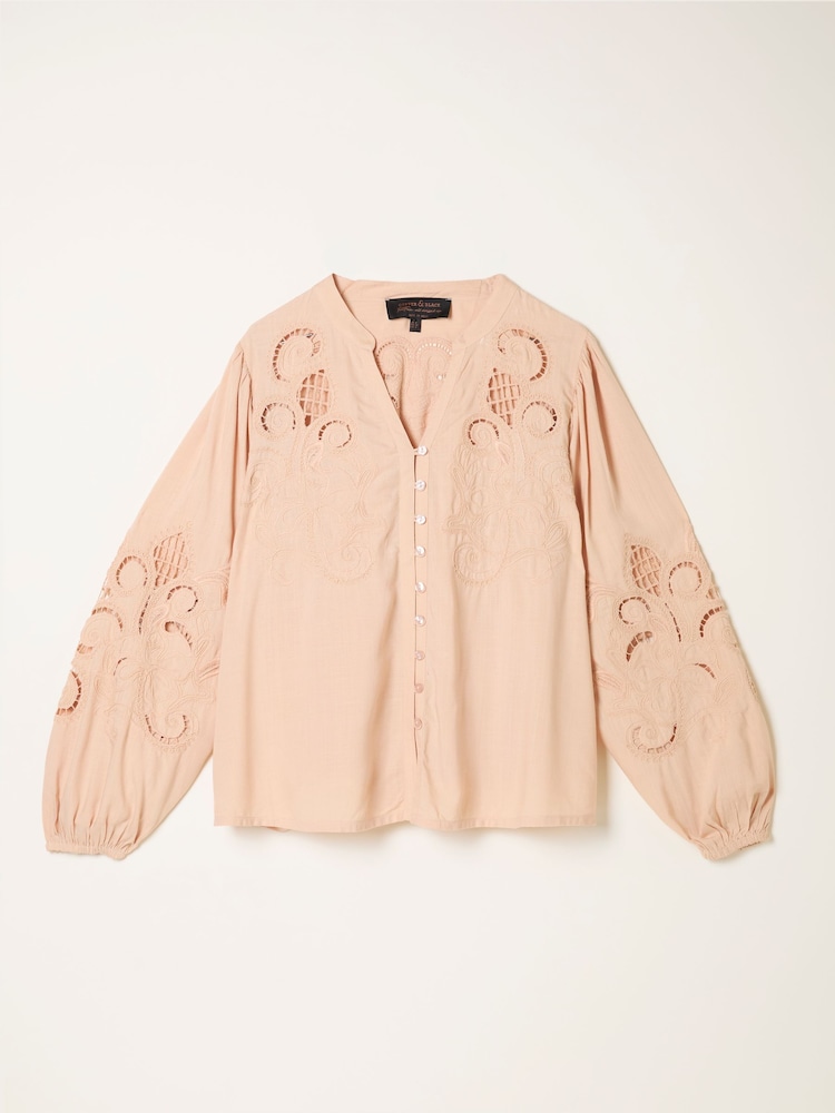 FatFace Eliza Blush Pink Embroidered Blouse - Image 5 of 5