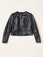 FatFace Tessa Black Leather Jacket - Image 1 of 1