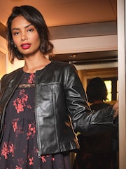 FatFace Tessa Black Leather Jacket - Image 2 of 3