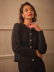 FatFace Piper Black Boucle Cardigan - Image 2 of 4