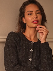 FatFace Piper Black Boucle Cardigan - Image 3 of 4