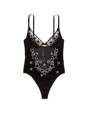 Victoria's Secret Black Velvet Star Shine Bodysuit - Image 3 of 5
