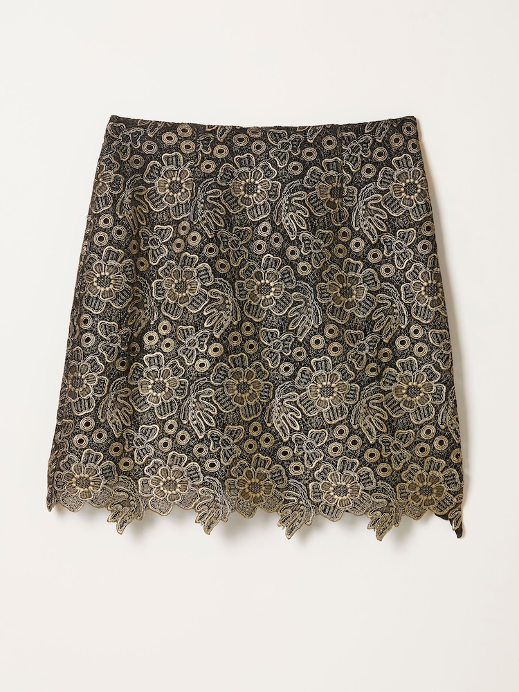 FatFace Paloma Gold Lace Skirt - Image 1 of 1