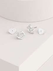 kate spade new york Silver Tone Loves Me Knot Studs Earrings - Image 1 of 3