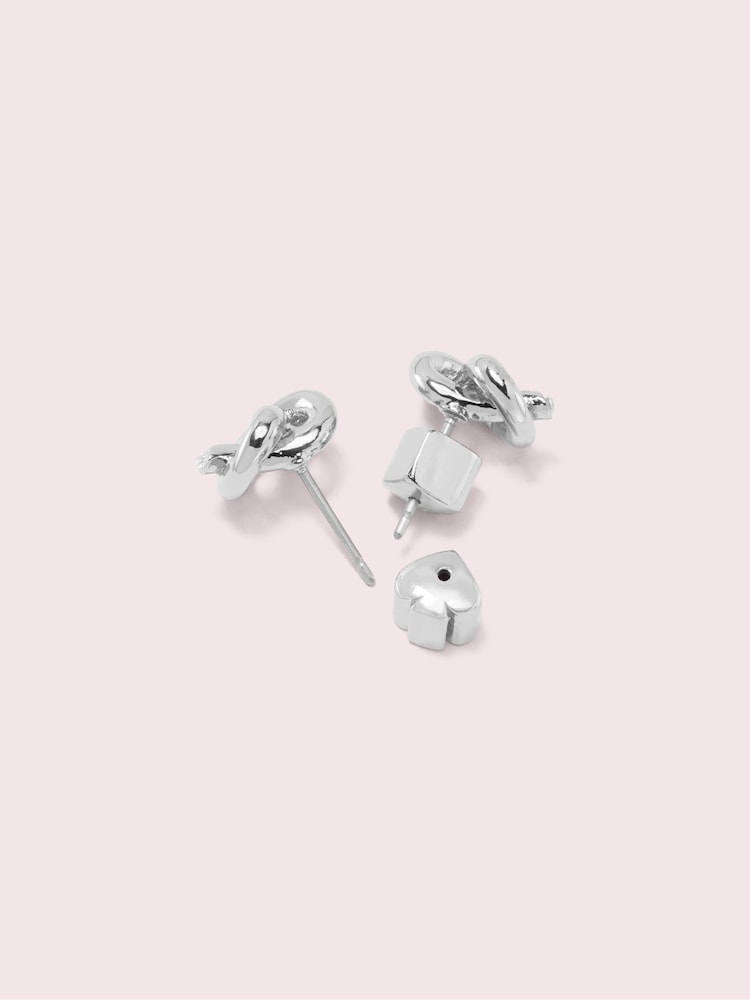 kate spade new york Silver Tone Loves Me Knot Studs Earrings - Image 2 of 3