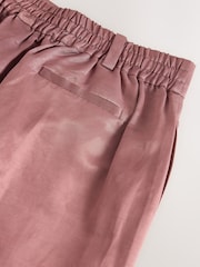 Pink Premium Wide Leg Satin Trousers With Linen - Image 9 of 9
