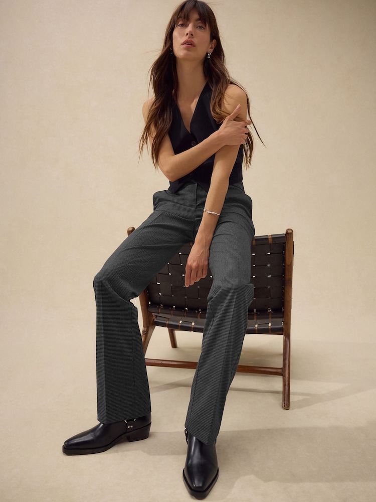 Grey Check Bootcut Sculpting Tailored Trousers - Image 1 of 8