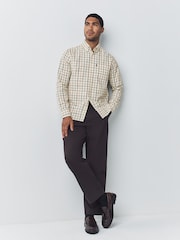 Ecru Tattersall Check Regular Fit Easy Iron Button Down Oxford Shirt - Image 2 of 7