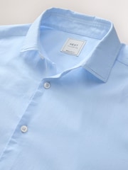 Light Blue Regular Fit Washed Dobby Long Sleeve Smart Cutaway Collar 100% Cotton Shirt - Image 2 of 3