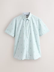 Green Bengal Flamingo Conversational Fruit Print Stripe Easy Iron Oxford Shirt - Image 1 of 3