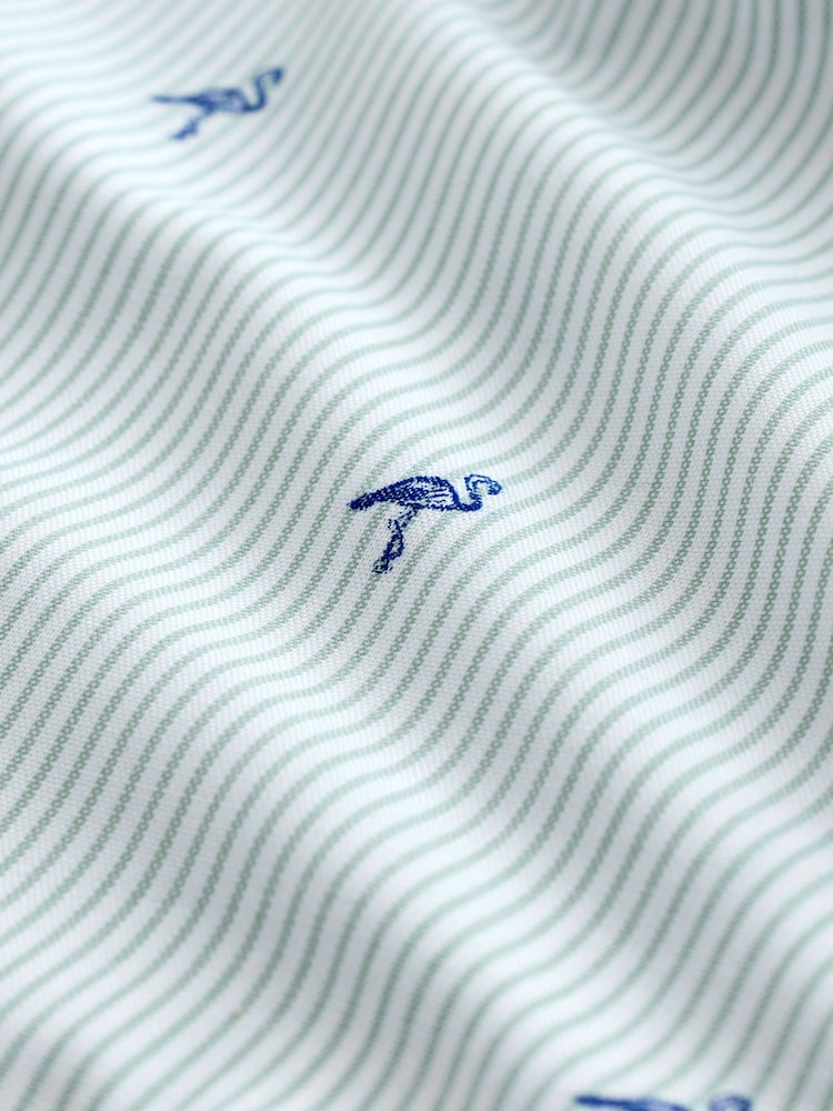 Green Bengal Flamingo Conversational Fruit Print Stripe Easy Iron Oxford Shirt - Image 2 of 3