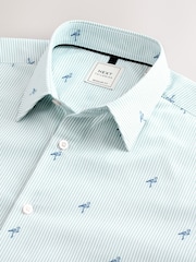 Green Bengal Flamingo Conversational Fruit Print Stripe Easy Iron Oxford Shirt - Image 3 of 3