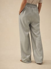 Grey Herringbone Elastic Back Wide Leg Trousers - Image 3 of 8