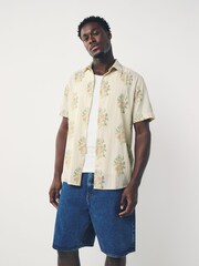 Ecru White/Pink Floral Regular Fit Print Short Sleeve Shirt - Image 1 of 8