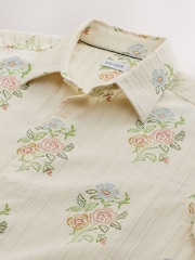 Ecru White/Pink Floral Regular Fit Print Short Sleeve Shirt - Image 8 of 8
