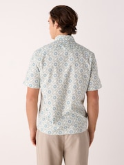 Seafoam Green Tile Regular Fit Print Short Sleeve Shirt - Image 2 of 5